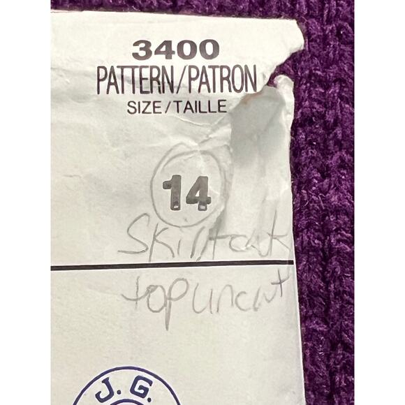 Butterick 3400 pattern blouse ruffle front pleated skirt 1980s size 14 - Picture 2 of 8